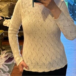 I. Magnin Women's Beige 100% Cashmere Sequin Sweater Size L